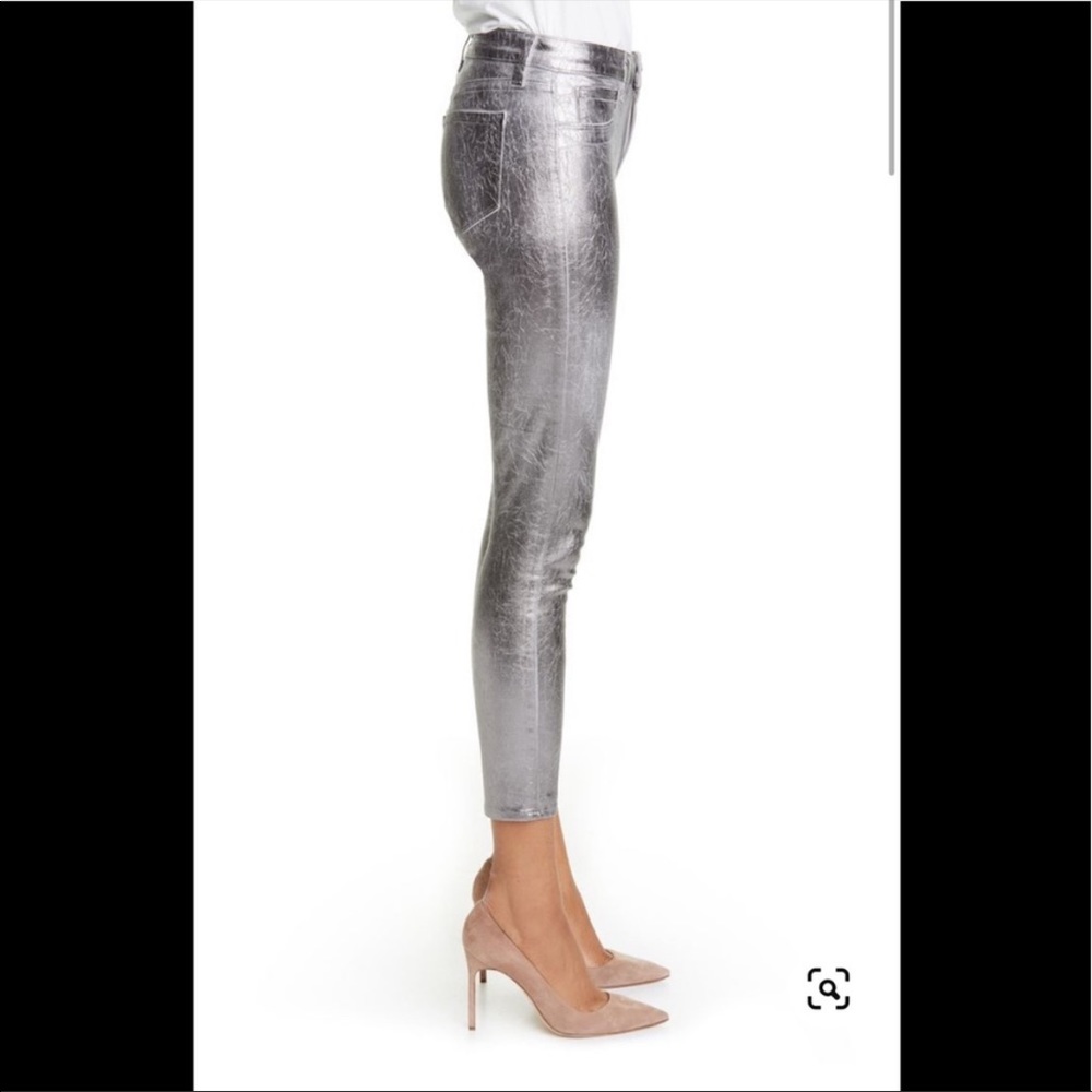NWOT L’AGENCE Margot high rise crackled foil metallic denim - Picture 6 of 16